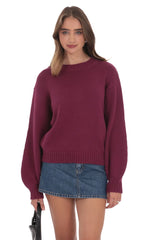 Knit Balloon Sleeve Jumper Plum
