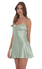Jacquard Babydoll Dress in Sage