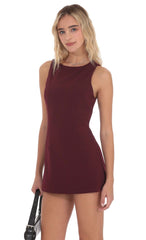 High Neck Back Tie Romper in Burgundy