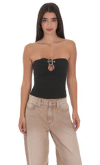 Keyhole Buckle Top in Black