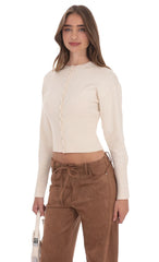 Cream Cinched Knit Cardigan
