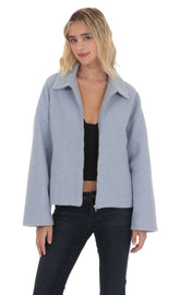 Sherpa Zip-Up Jacket in Light Blue