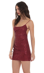 Sequin Bodycon Dress in Burgundy