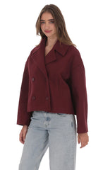 Double Breasted Short Trench in Burgundy