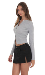 Ribbed Cardigan in Grey