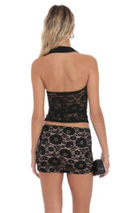 Lace Mini Skirt in Black