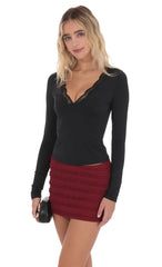 Lace V-Neck Top in Black