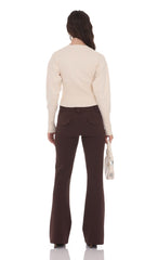 Low Rise Boot Cut Pants in Brown
