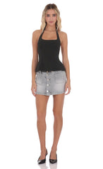 Back Bows Halter Top in Black