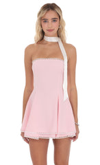 Pink Satin Strapless Dress
