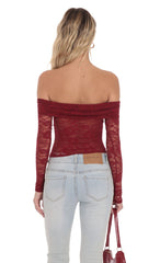 Lace Off Shoulder Top in Burgundy