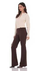 Low Rise Boot Cut Pants in Brown