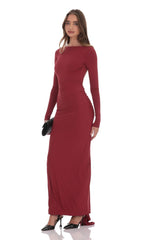 Bodycon Open Back Dress in Maroon