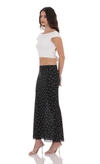 Mesh Polka Dot Skirt in Black