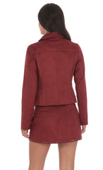 Maroon Suede Zip-Up Jacket