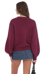 Knit Balloon Sleeve Jumper Plum