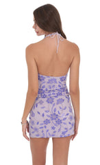 Sequin Beaded Floral Top in Purple