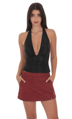 Studded Suede Skirt in Maroon