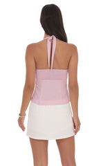 Halter Pinstripe Top In Pink
