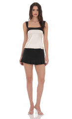 Two-Toned Satin Top in Ivory