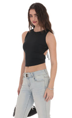 Open Back Twist Top in Black