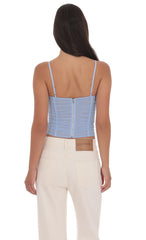 Sheer Mesh Corset Top in Light Blue