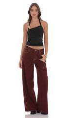 Halter Embellished Top in Black