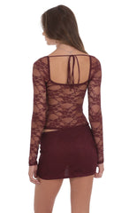 Sheer Lace Top in Burgundy