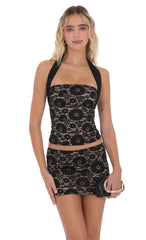 Lace Halter Top in Black