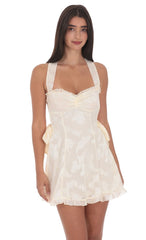 Cream Floral Dress with Strappy Back Bows