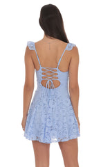 Lace Fit and Flare Dress in Light Blue