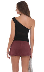 Sheer One Shoulder Top in Black