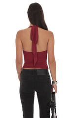 Halter Ruched Top in Burgundy
