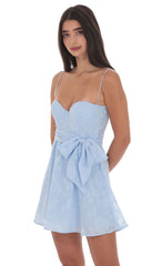 Light Blue Floral Corset A-line Dress
