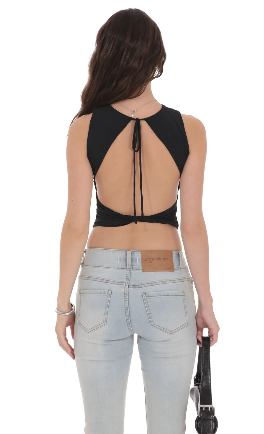 Open Back Twist Top in Black