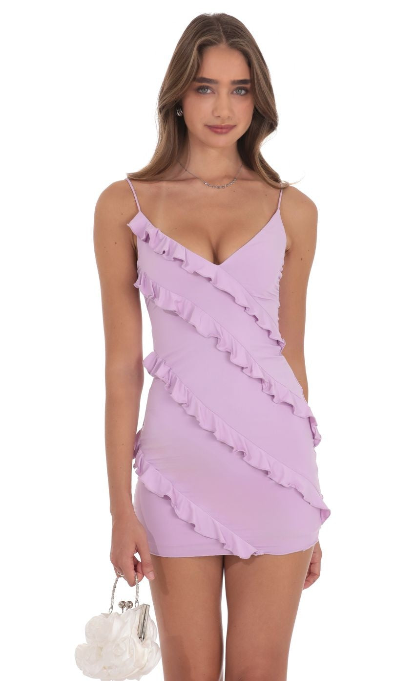 Ruffle Mini Dress in Lilac