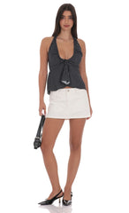 Pinstripe Scrunch Halter Top in Black