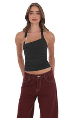 Halter Embellished Top in Black