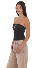 Keyhole Buckle Top in Black